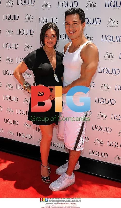 Courtney Mazza and Mario Lopez at Las Vegas Pool Event