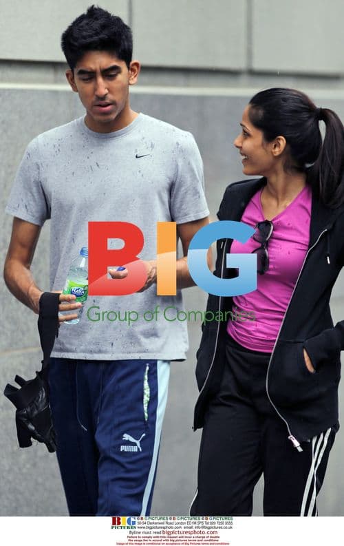 Slumdog Millionaire stars Freida and Dev workout in Montreal