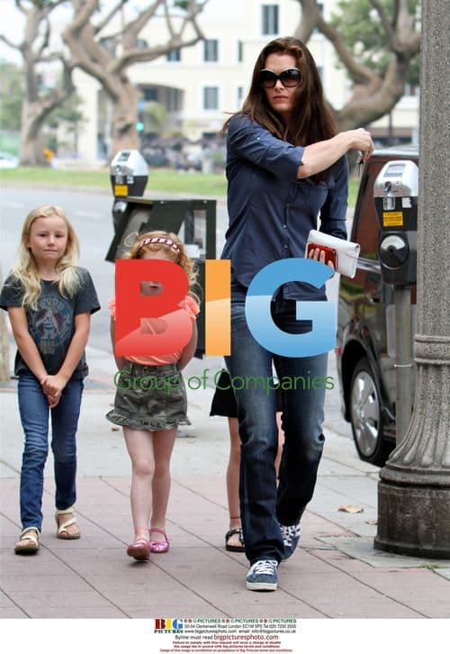 Brooke Shields with daughters at dog park