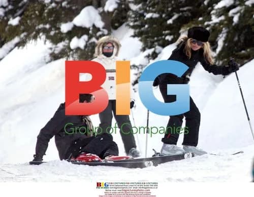 Kate Moss and Jamie Hince skiing in France