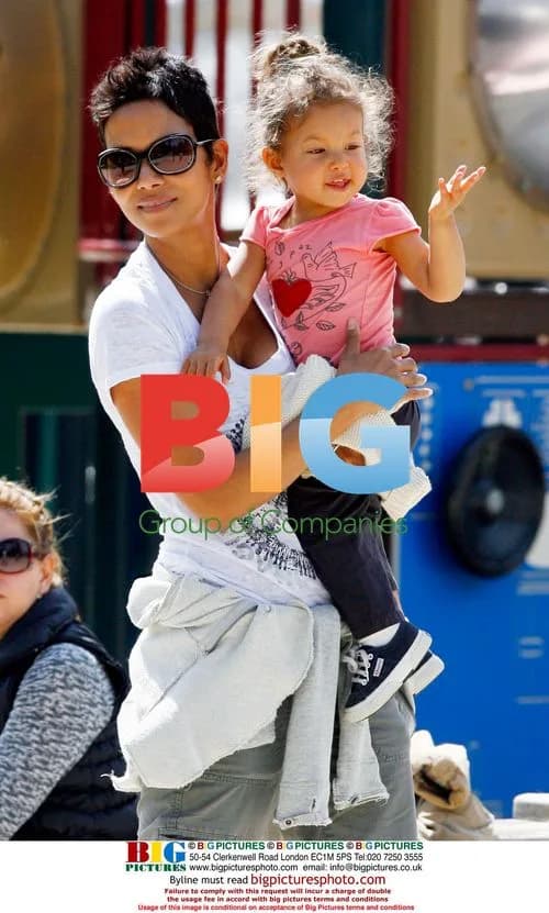 Halle Berry plays with daughter Nahla at park