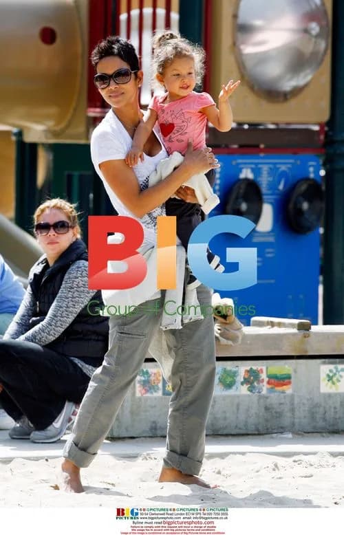 Halle Berry plays with daughter Nahla at park