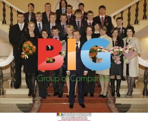 Medvedev Poses with Olympic Athletes