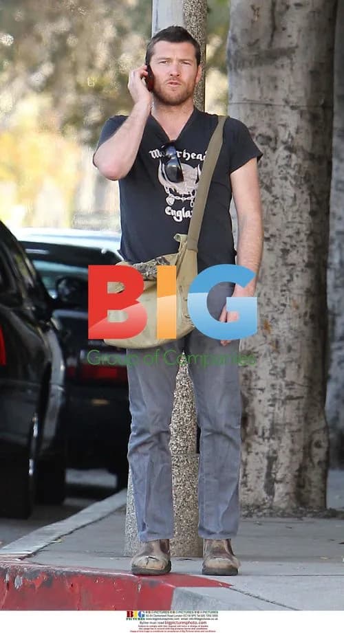 Sam Worthington on Phone in Beverly Hills