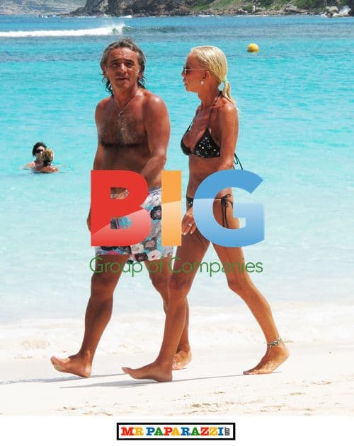 Donatella Versace in Bikini on Caribbean Beach