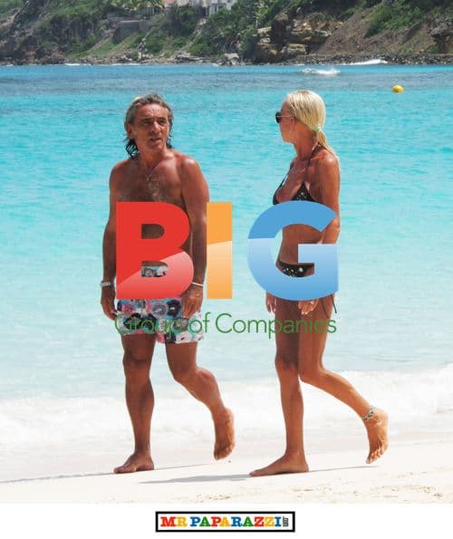 Donatella Versace in Bikini on Caribbean Beach