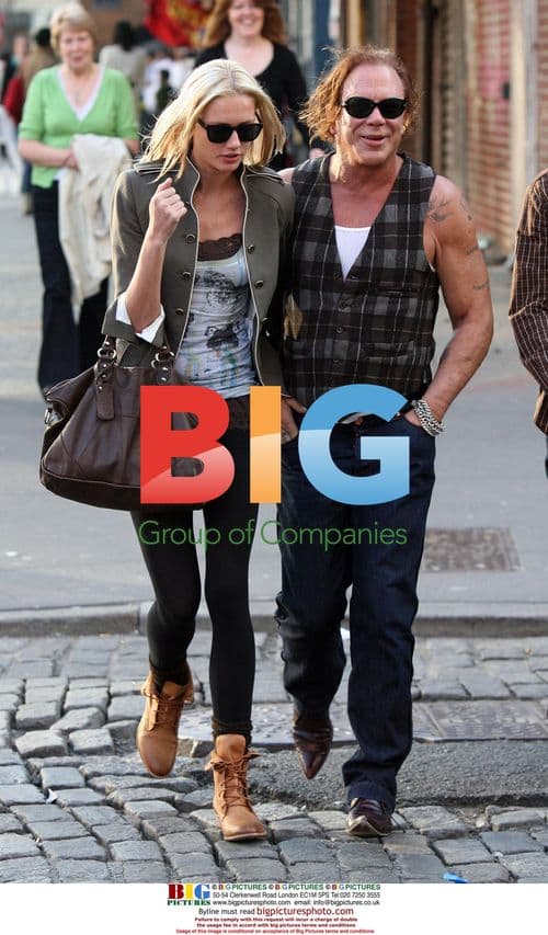 Mickey Rourke and girlfriend walk in NYC