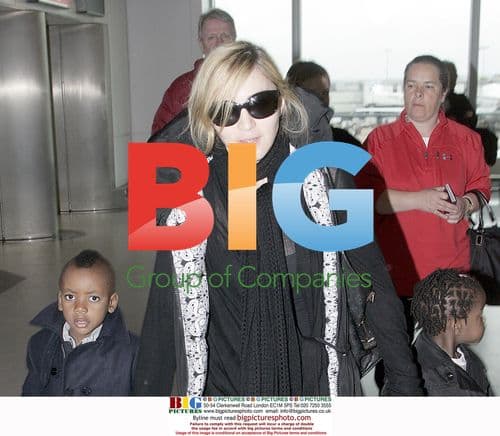 Madonna with David and Mercy at Heathrow