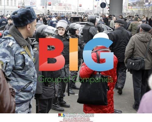 Russian riot police at Moscow metro after bombing