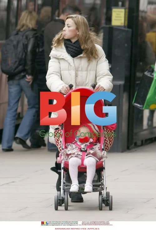 Charlotte Church with baby and red pram