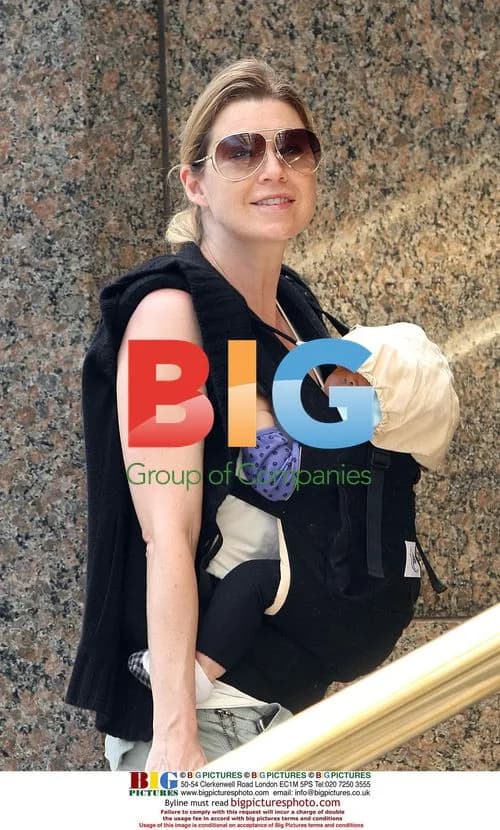 Ellen Pompeo with baby Stella at Whole Foods