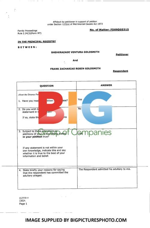 Zac Goldsmith Divorce Papers