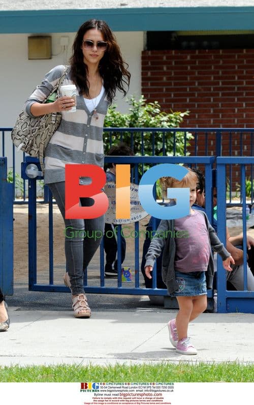 Jessica Alba and daughter at playground