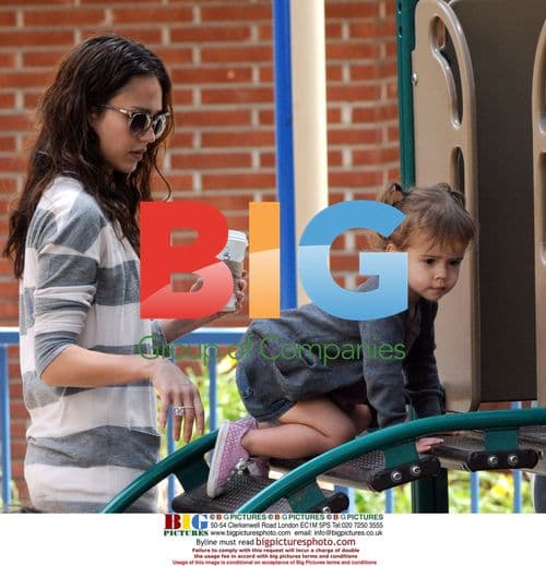 Jessica Alba and daughter at playground