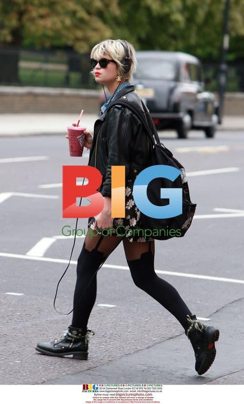 Pixie Geldof Sipping Smoothie in London