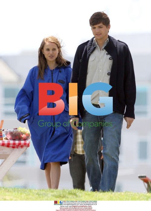 Natalie Portman and Ashton Kutcher on movie set