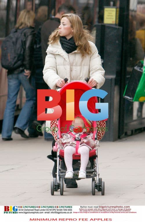 Charlotte Church with Baby and Red Pram