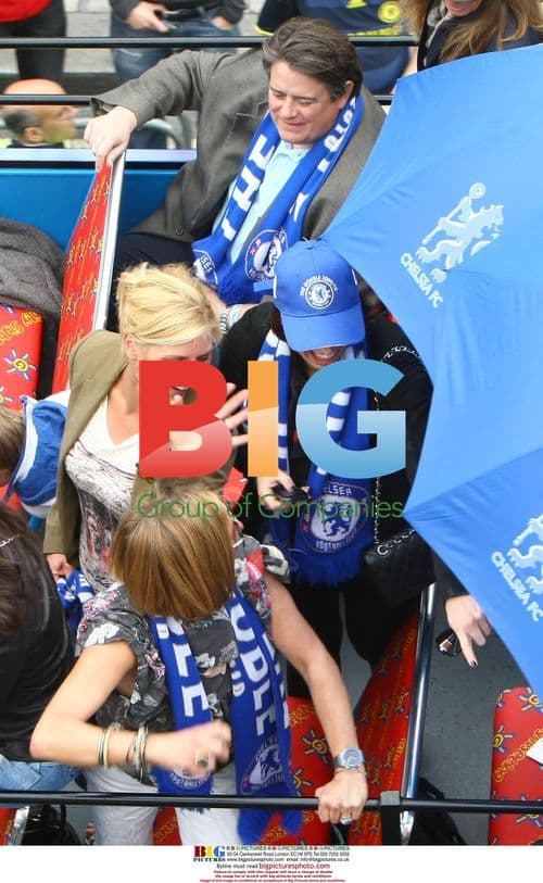 Carlo Ancelotti and Chelsea FC Players Parade Trophies