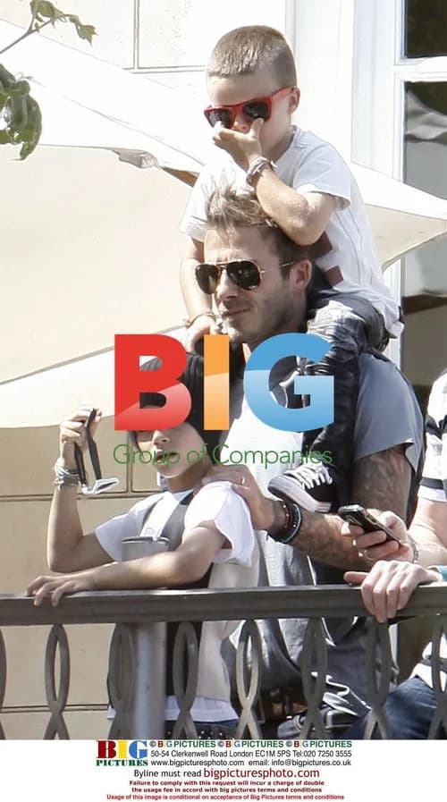 David and Victoria Beckham with sons at Jonas Brothers concert