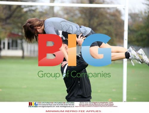 Gavin Henson and Katya Virshilas Practicing Rugby Tackles