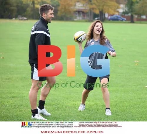 Gavin Henson and Katya Virshilas practice rugby