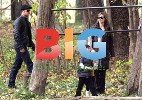 Brad Pitt and Angelina Jolie with Children in Budapest
