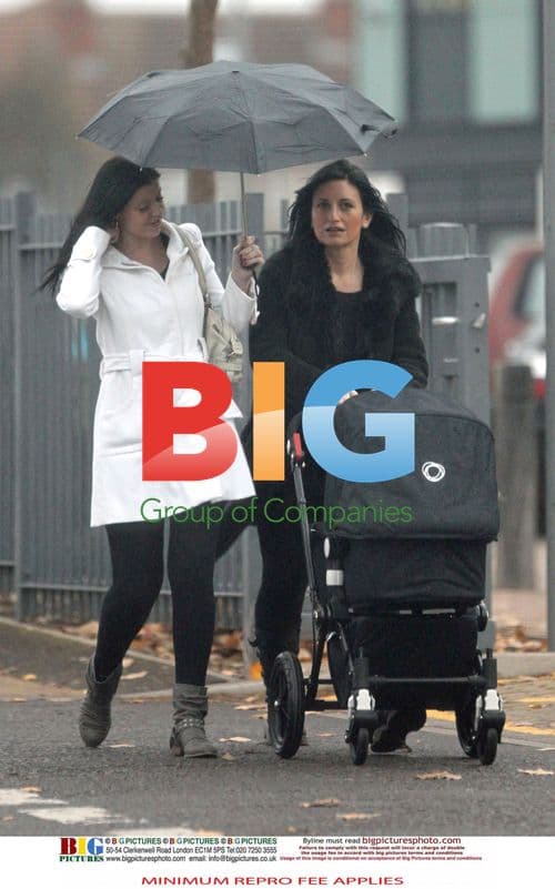 Ross Kemp's partner Nicola Coleman with baby in London