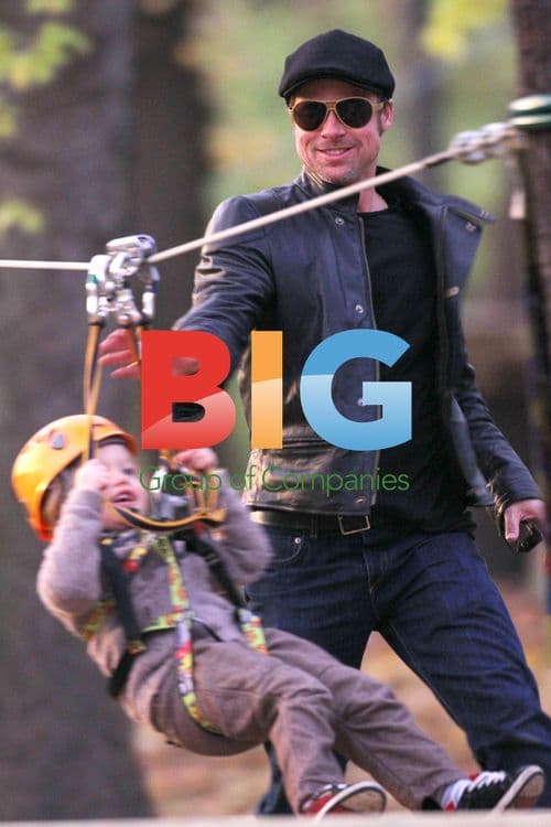 Angelina Jolie and Brad Pitt with Kids in Budapest Park