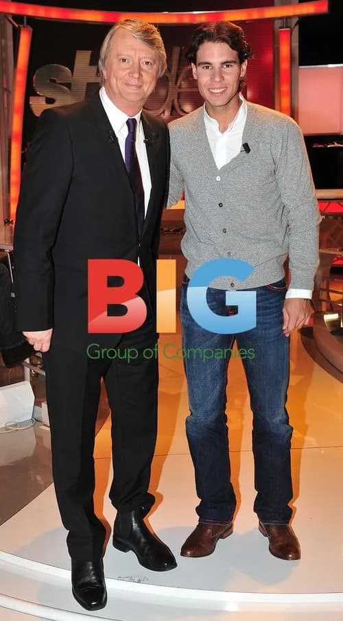 Rafael Nadal and Lionel Chamoulaud at Stade 2 TV Show