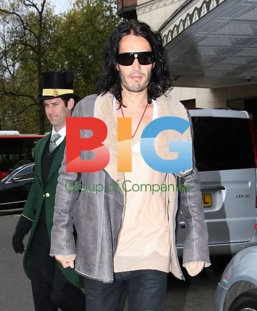 Russell Brand leaving Dorchester Hotel