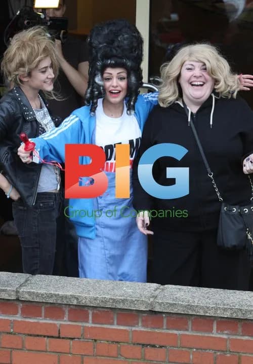 X Factor contestants outside studio, London