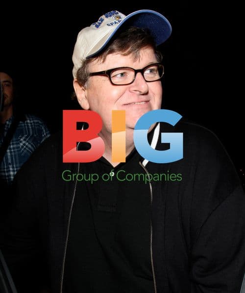 Michael Moore with activist in LA