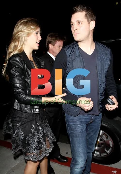 Michael Bublé and Fiancée Leaving BOA Steakhouse