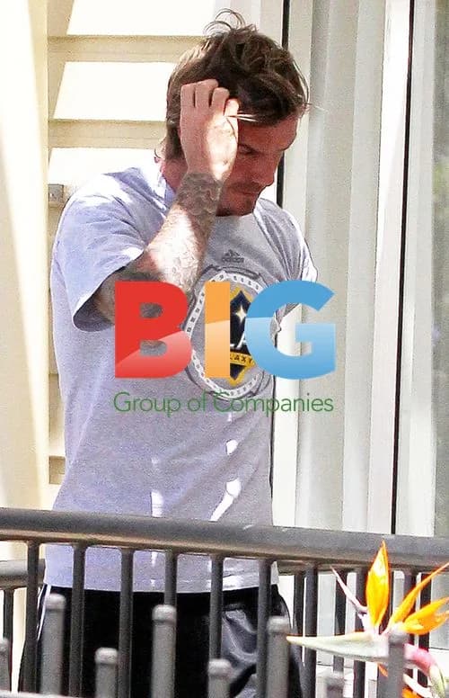 David Beckham with LA Galaxy team in Newcastle
