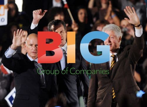 Jerry Brown, Gavin Newsom and Bill Clinton at UCLA Rally