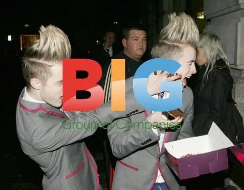 Jedward Eating Cake Outside Mayfair Hotel