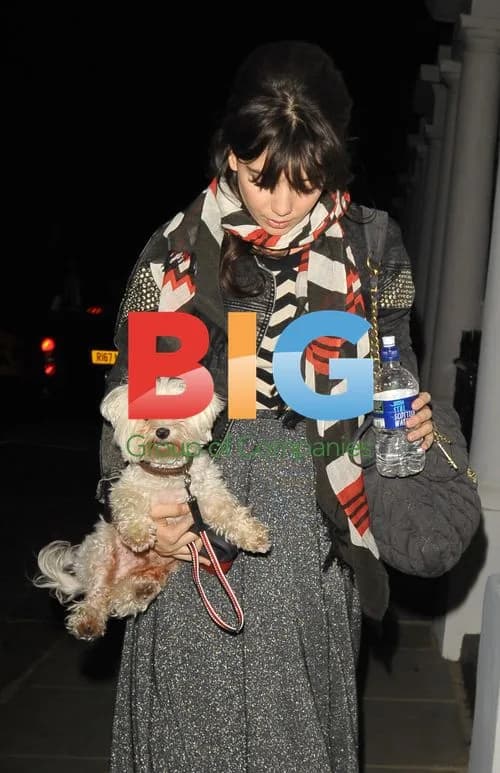 Daisy Lowe with Fluffy Dog in London