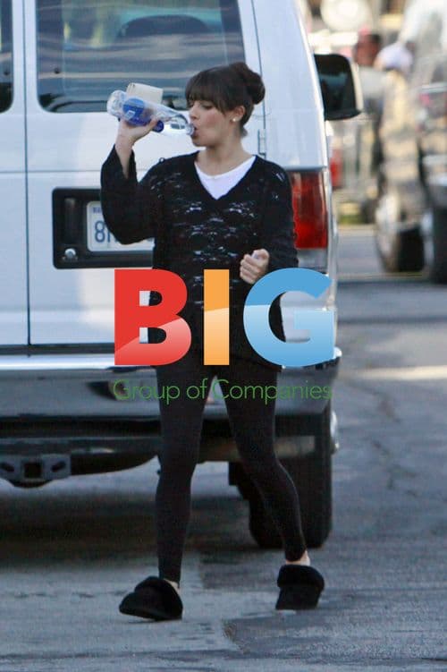 Lea Michele Drinks Smart Water on Set