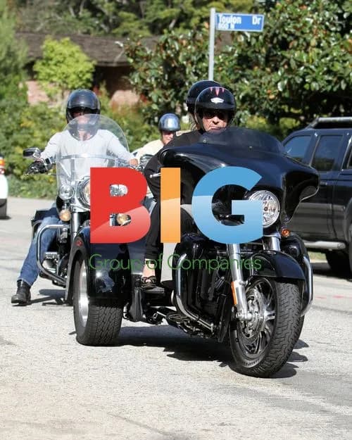 Singer Johnny Hallyday on Motorcycle