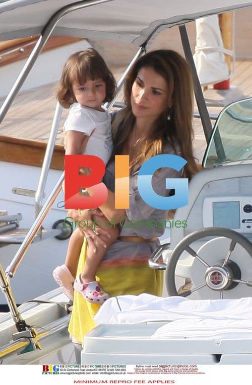 Queen Rania of Jordan with family on boat ride
