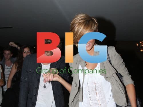 Frankie Sandford and Dougie Poynter Leaving Hotel