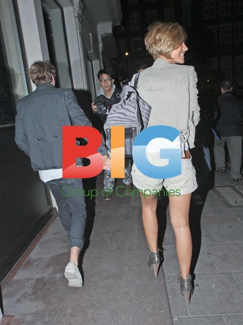 Frankie Sandford and Dougie Poynter Leaving Mayfair Hotel