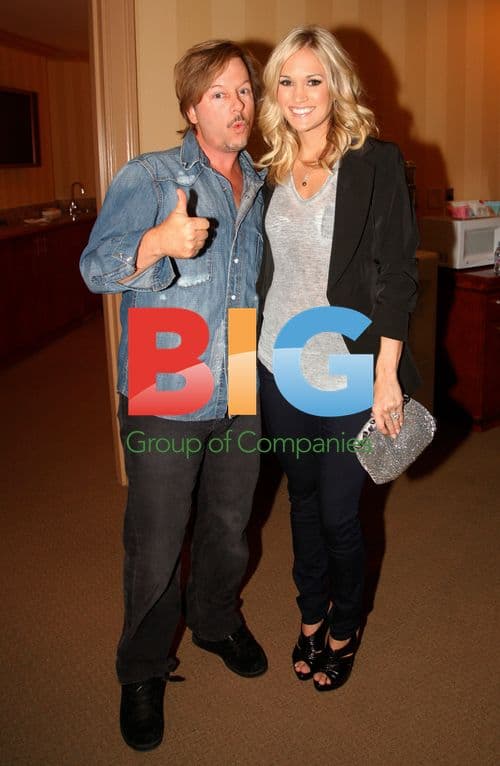 David Spade and Carrie Underwood backstage
