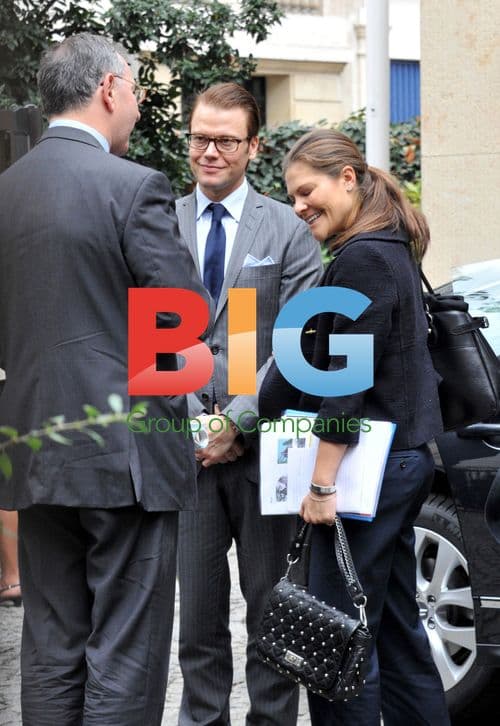 Victoria of Sweden and Daniel Westling arrive at Swedish Embassy