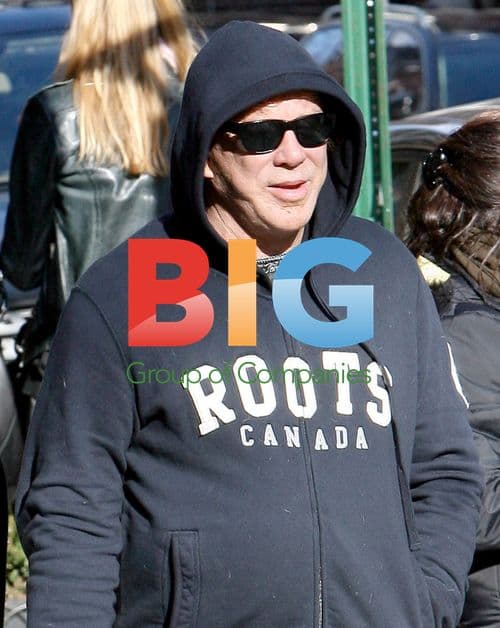 Mickey Rourke walking with friend and dog in NYC