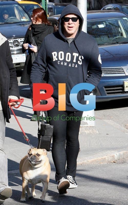 Mickey Rourke out walking with friend and dog