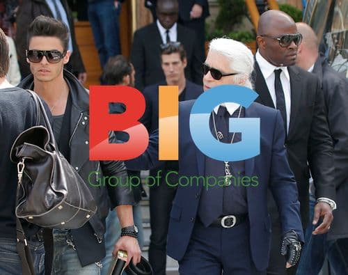 Karl Lagerfeld and Baptiste Giabiconi leaving Chanel set
