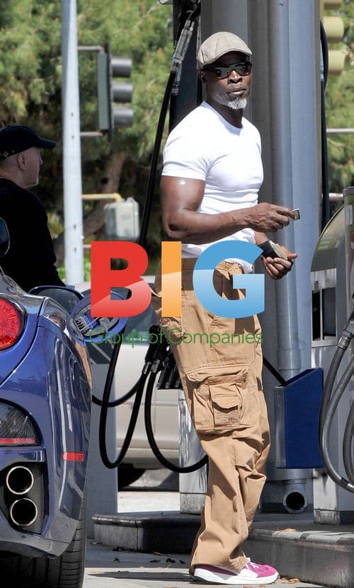 Djimon Hounsou Fueling Ferrari in Beverly Hills