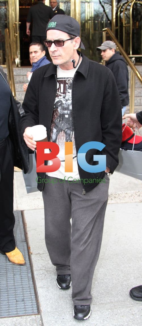 Charlie Sheen on Tour Bus in NYC