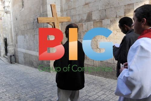 Religious Tourists on Via Dolorosa in Jerusalem